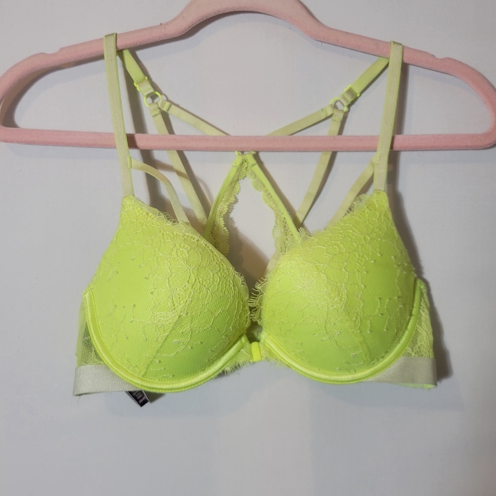 VS Neon Yellow Push Up Bra
